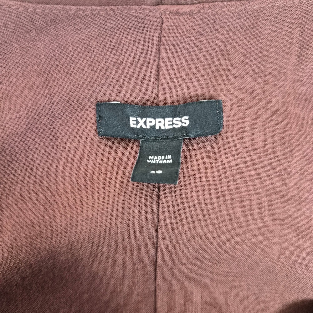 Express Puff Sleeve Top Womens XS Brown Coquette Cottage Romantic Dark Academia - Picture 5 of 7